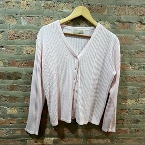 Baby pink cable knit cardigan